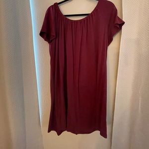 Maroon off the shoulder dress